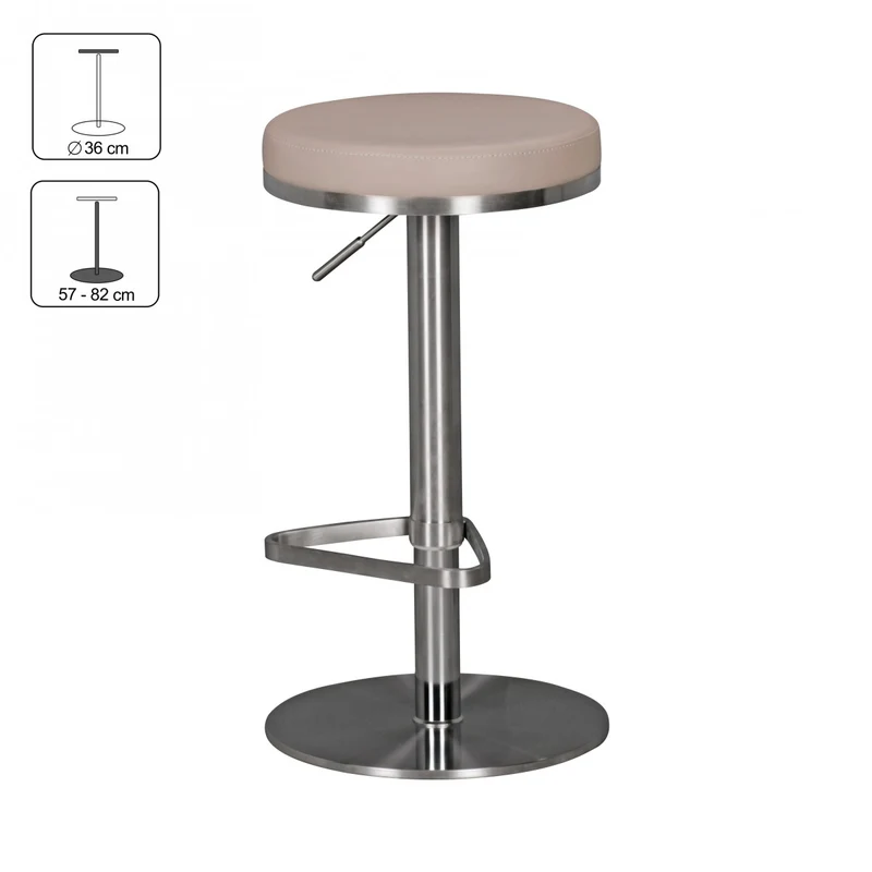 Barhocker WL1.942 Taupe Edelstahl verstellbare Sitzhöhe 360° drehbar