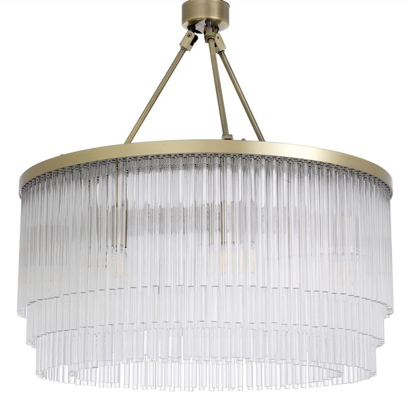 Casa Padrino Luxus Kronleuchter Messingfarben Ø 60 x H. 68 cm - Edler Wohnzimmer Kronleuchter - Luxus Qualität