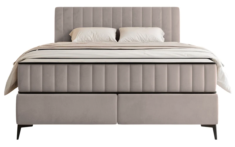Kontinentalbett 180x200 cm Mufasso mit Stauraum, grau-beiger wasserabweisender Samt