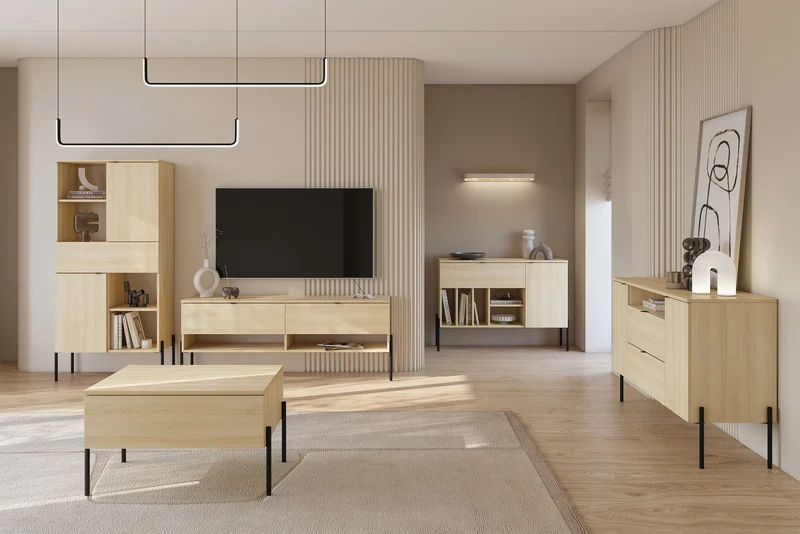 TV-Schrank Ore mit zwei Schubladen, 140 cm, Lindberg-Eiche