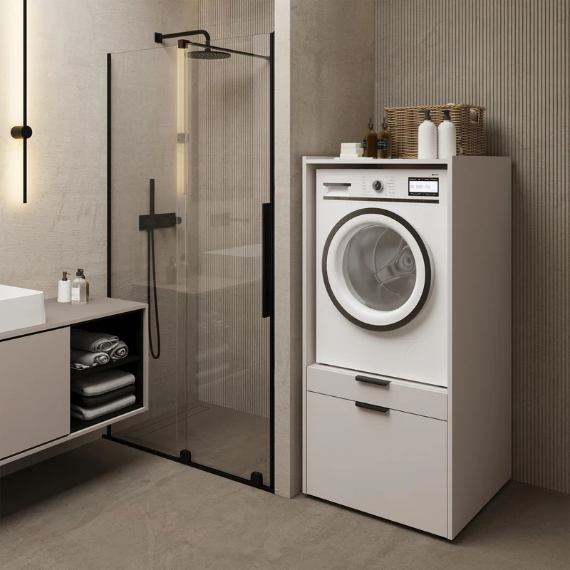 Waschmaschinenschrank Andiamo mit Schublade und Kaschmir-Regal