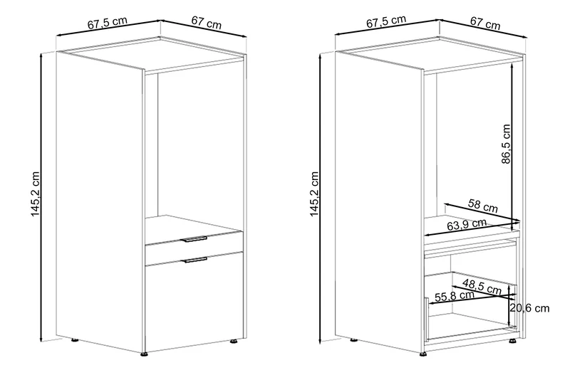 Waschmaschinenschrank Andiamo mit Schublade und Regal, weiß