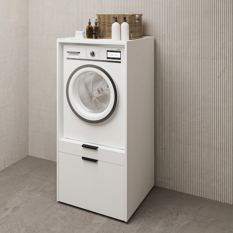 Waschmaschinenschrank Andiamo mit Schublade und Regal, weiß