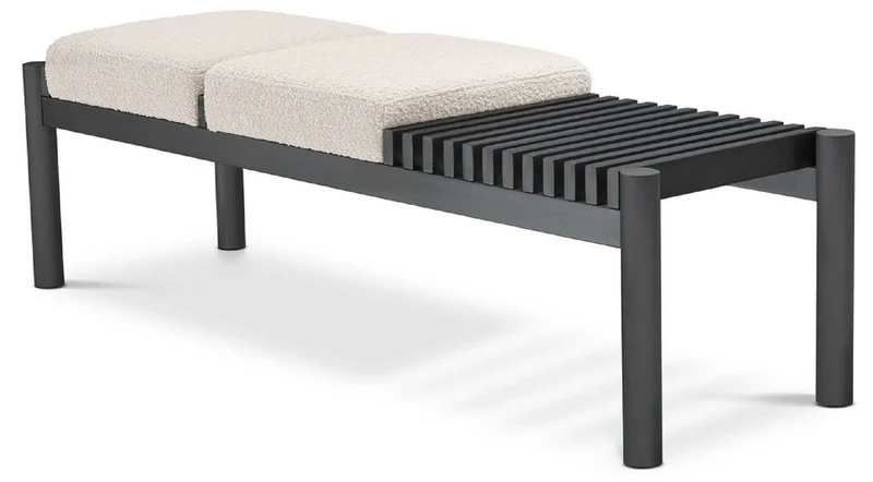 Casa Padrino Luxus Sitzbank Creme / Bronze 140 x 44 x H. 45 cm - Gepolsterte Edelstahl Bank - Wohnzimmer Möbel - Hotel Möbel - Luxus Kollektion