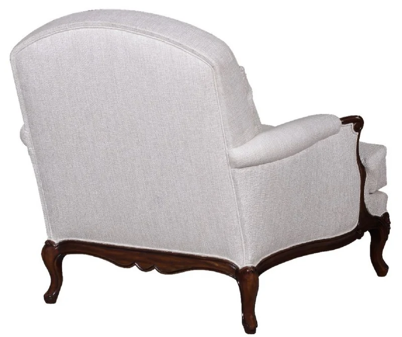 Casa Padrino Luxus Barock Sessel Weiß / Dunkelbraun - Wohnzimmer Sessel im Barockstil - Barock Wohnzimmer Möbel - Edel & Prunkvoll