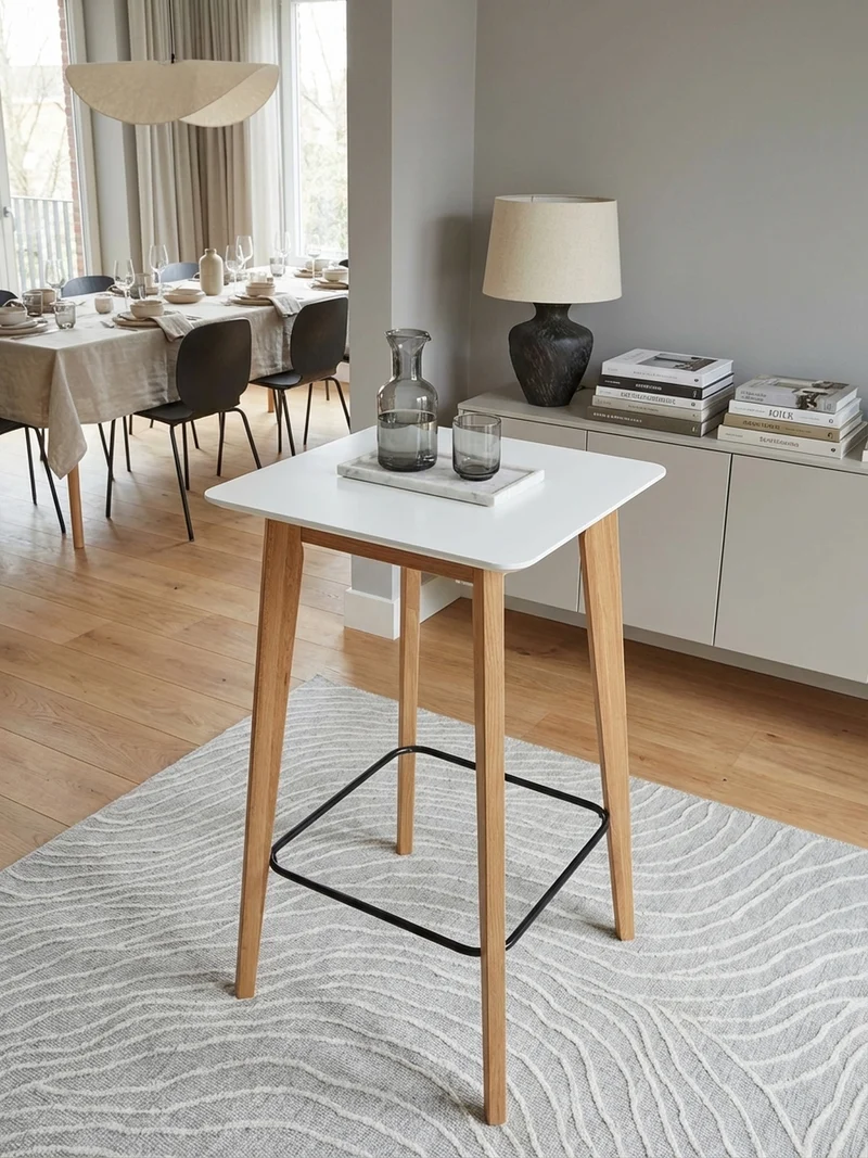 Bartisch – Skandinavisch, Eichenbeine, quadratisch, 50 kg Belastbarkeit