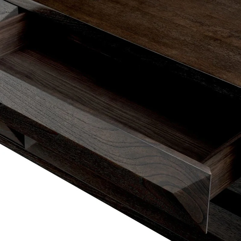 Casa Padrino Luxus Massivholz Kommode mit 6 Schubladen Mokka / Messing 182 x 48 x H. 75 cm - Schlafzimmer Kommode - Schlafzimmer Möbel - Luxus Möbel - Luxus Einrichtung - Möbel Luxus