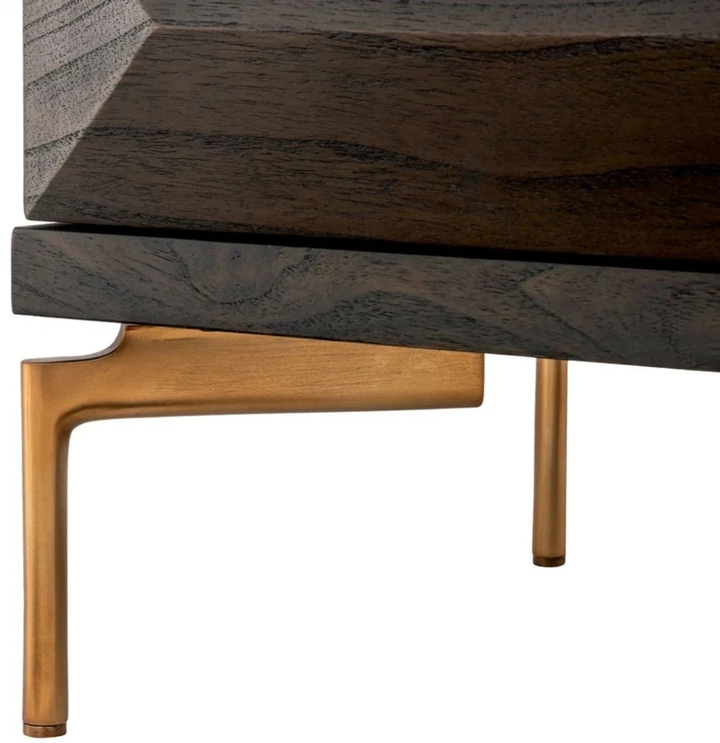 Casa Padrino Luxus Massivholz Kommode mit 6 Schubladen Mokka / Messing 182 x 48 x H. 75 cm - Schlafzimmer Kommode - Schlafzimmer Möbel - Luxus Möbel - Luxus Einrichtung - Möbel Luxus