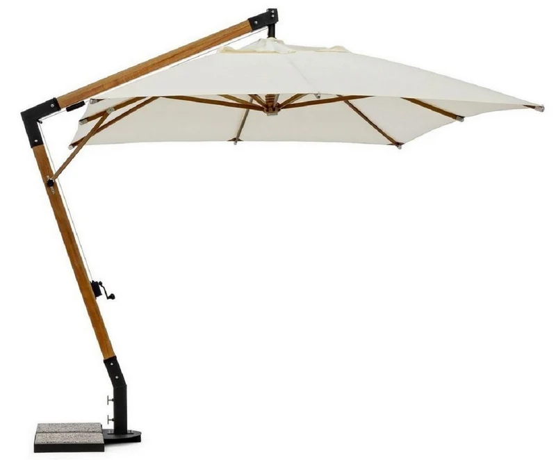 Casa Padrino Luxus Ampelschirm mit Ständer Braun / Schwarz / Creme 400 x 300 x H. 320 cm - Garten Sonnenschirm - Terrassen Sonnenschirm - Balkon Sonnenschirm - Garten Terrassen Balkon Accessoires
