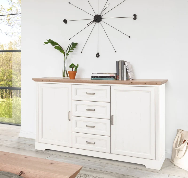Sideboard Kommode JASMIN Pinie weiß Nachbildung