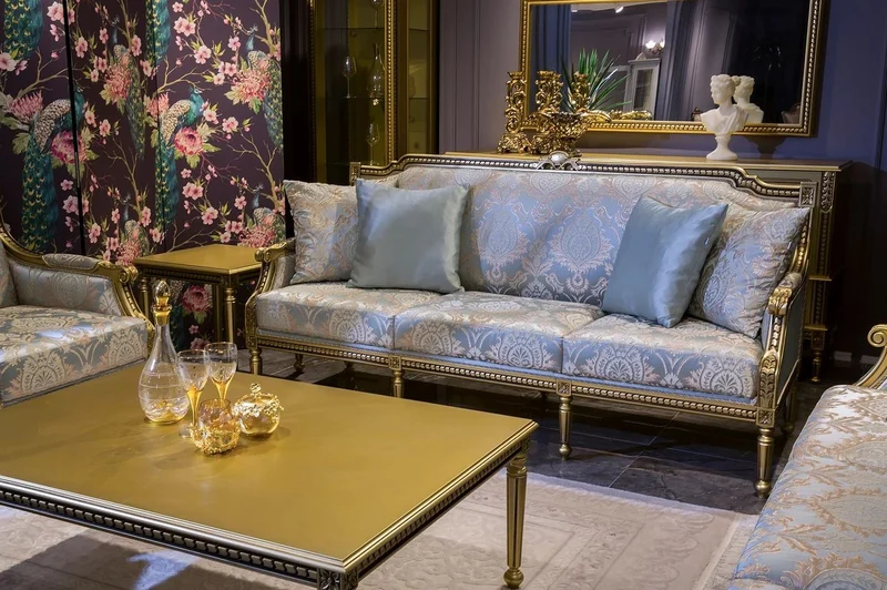 Casa Padrino Luxus Barock Couchtisch Gold 124 x 90 x H. 45 cm - Eleganter Massivholz Wohnzimmertisch im Barockstil - Barock Wohnzimmer Möbel