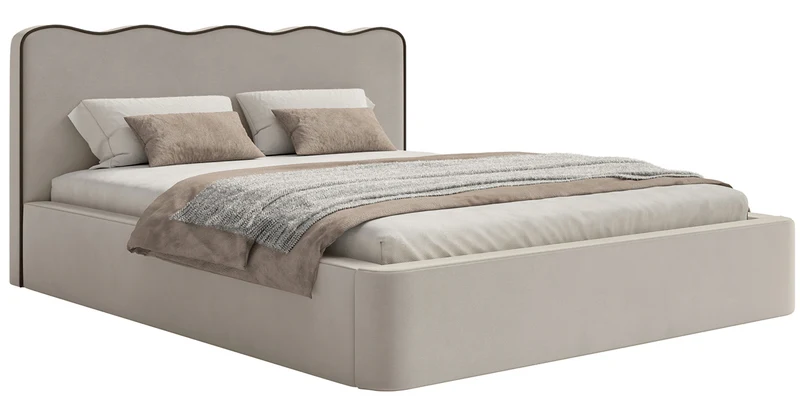 Polsterbett 160x200 cm Duney mit Stauraum, beige Samt