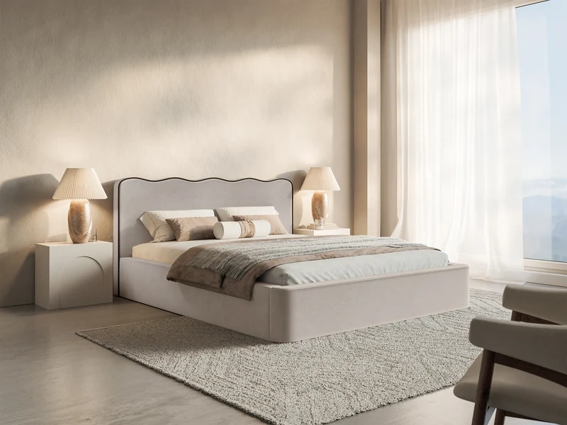 Polsterbett 160x200 cm Duney mit Stauraum, beige Samt