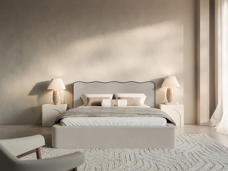 Polsterbett 160x200 cm Duney mit Stauraum, beige Samt