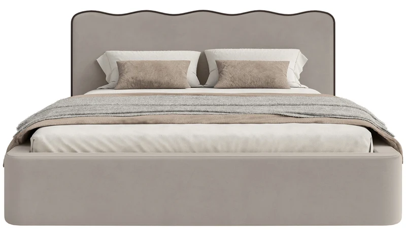 Polsterbett 160x200 cm Duney mit Stauraum, beige Samt