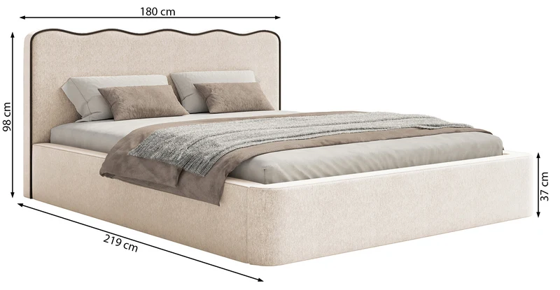 Polsterbett 160x200 cm Duney mit Stauraum, beige Samt