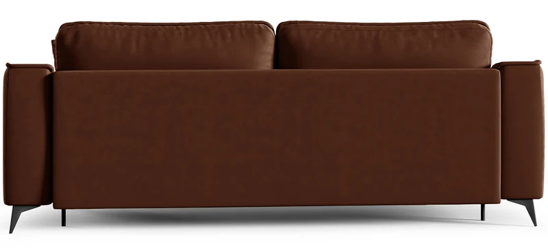 Ausziehbare Dreisitzer-Couch Louisos mit Stauraum, kupferfarbener Veloursstoff, wasserabweisend