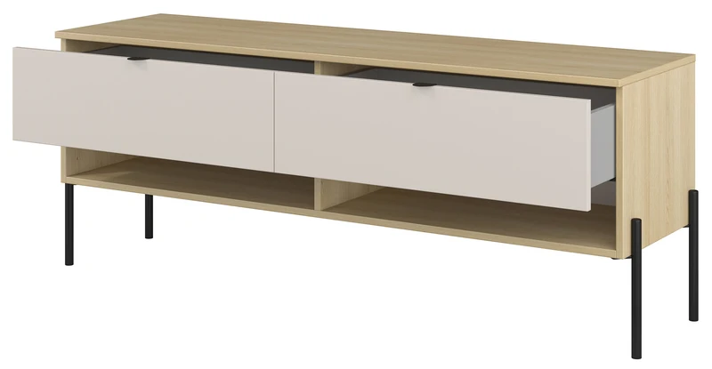 TV-Schrank Ore mit zwei Schubladen, 140 cm, Lindberg-Eiche/Kaschmir