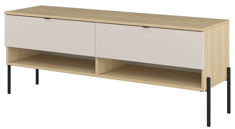 TV-Schrank Ore mit zwei Schubladen, 140 cm, Lindberg-Eiche/Kaschmir