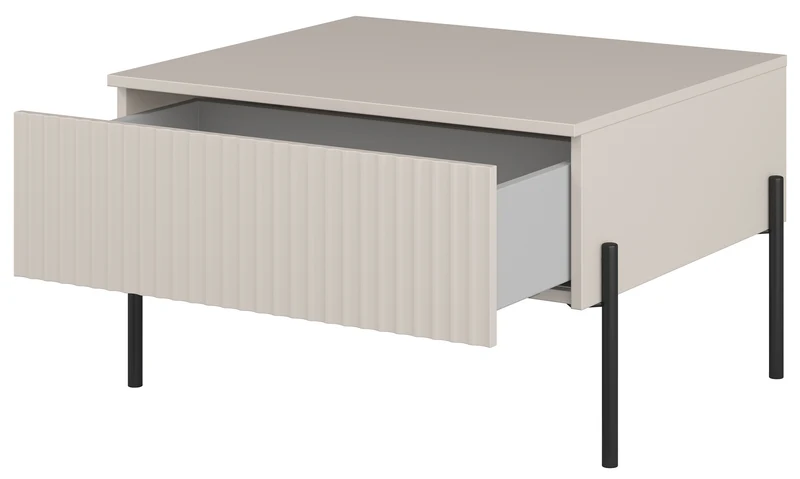 Couchtisch Ore mit Schublade 70x60 cm Kaschmir mit gerillter Front