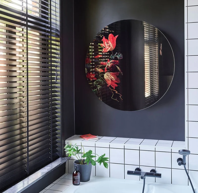 Casa Padrino Luxus Wandspiegel Mehrfarbig Ø 100 cm - Runder Spiegel mit Blumen Design - Luxus Kollektion