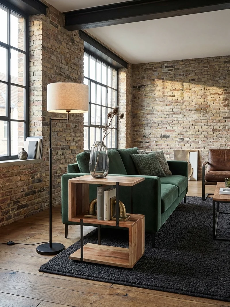 Beistelltisch – Massivholz Edelstahl S-Form modern