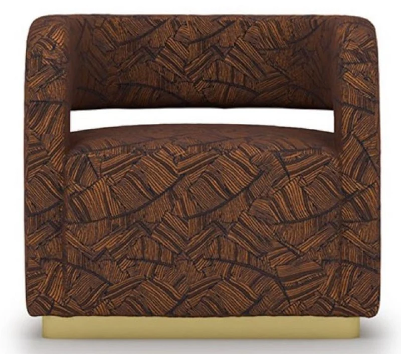 Casa Padrino Luxus Sessel Braun / Schwarz / Messing 75 x 73 x H. 70 cm - Wohnzimmer Sessel - Hotel Sessel - Wohnzimmer Möbel - Hotel Möbel - Luxus Möbel - Luxus Einrichtung