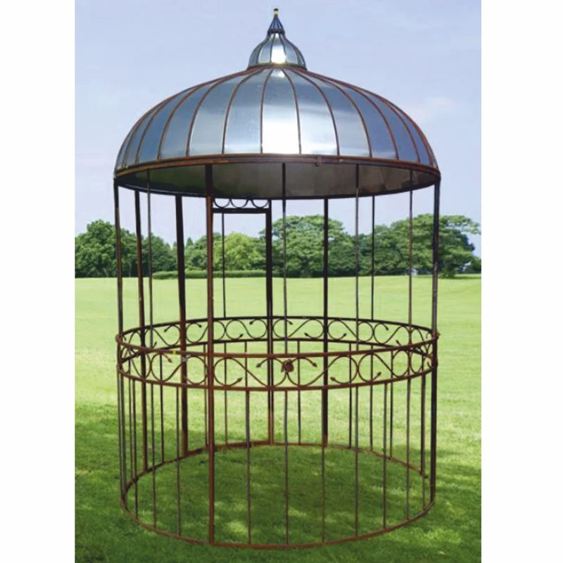 Casa Padrino Jugendstil Garten Vogelhaus Rost / Silber Ø 200 x H. 300 cm - Nostalgische Vogelhäuser