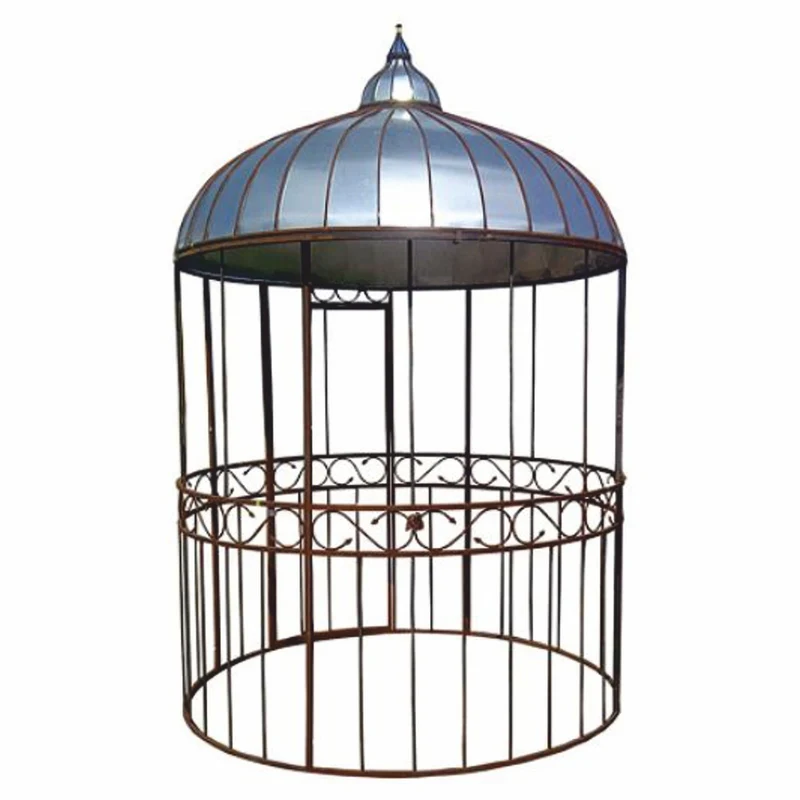 Casa Padrino Jugendstil Garten Vogelhaus Rost / Silber Ø 200 x H. 300 cm - Nostalgische Vogelhäuser