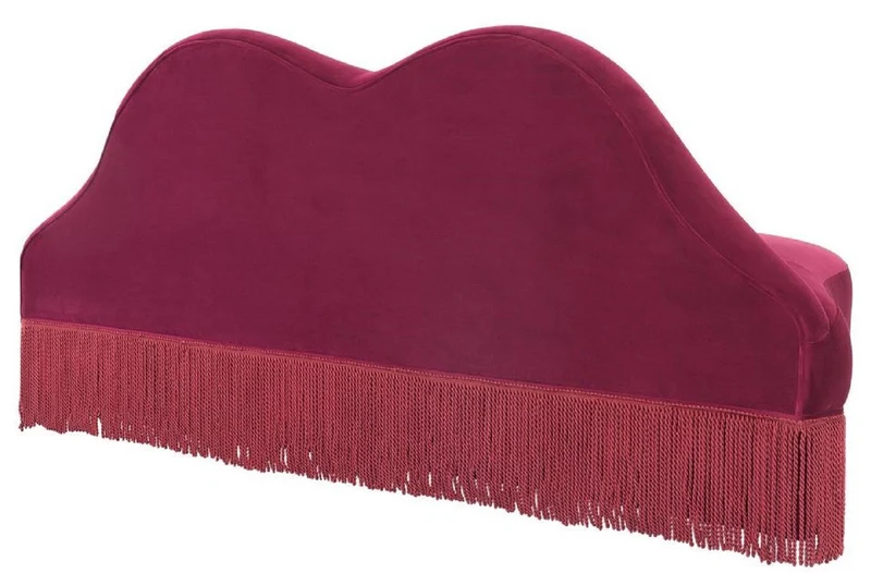 Casa Padrino Designer Samt Sofa Lippen Mund Bordeauxrot 195 x 80 x H. 97 cm - Designer Wohnzimmer Möbel - Luxus Kollektion