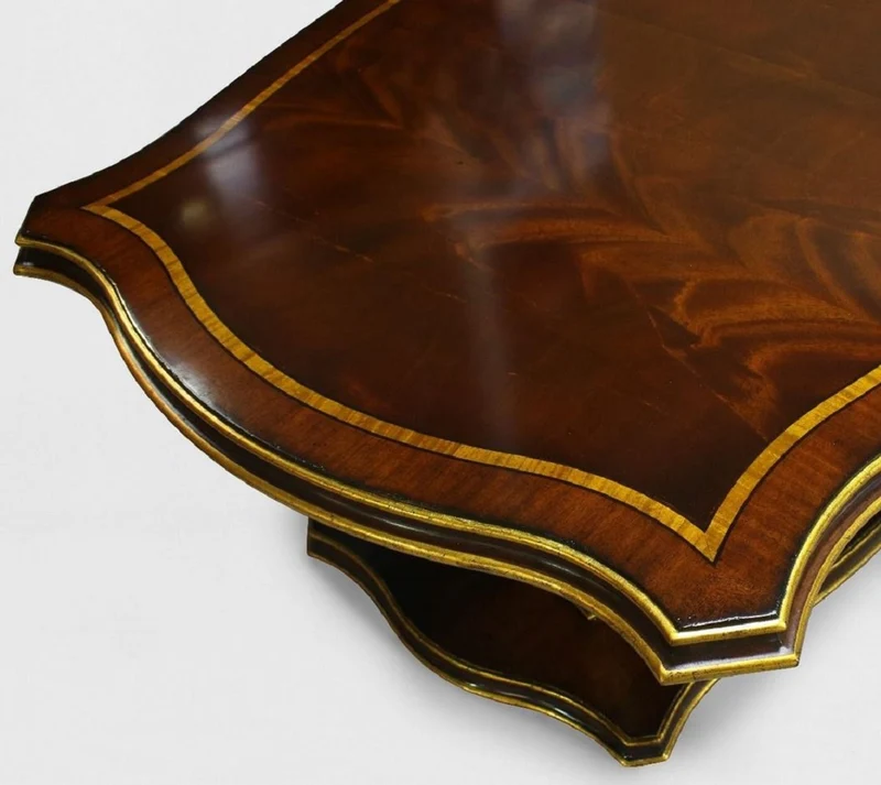 Casa Padrino Luxus Barock Esstisch Braun / Gold 240 x 110 x H. 78 cm - Edler Massivholz Küchentisch mit dekorativen handgeschnitzten Federn - Esszimmer Möbel im Barockstil