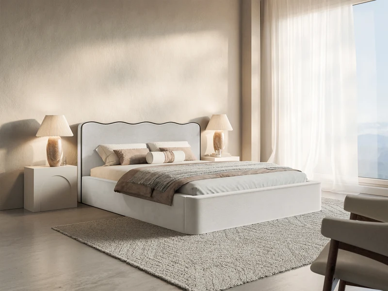 Polsterbett 180x200 cm Duney hellbeige Samt