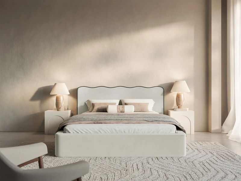 Polsterbett 180x200 cm Duney hellbeige Samt