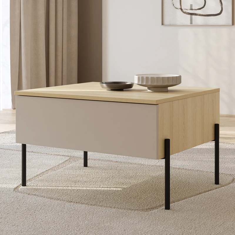 Ore Couchtisch mit Schublade 70x60 cm Lindberg Eiche/Kaschmir