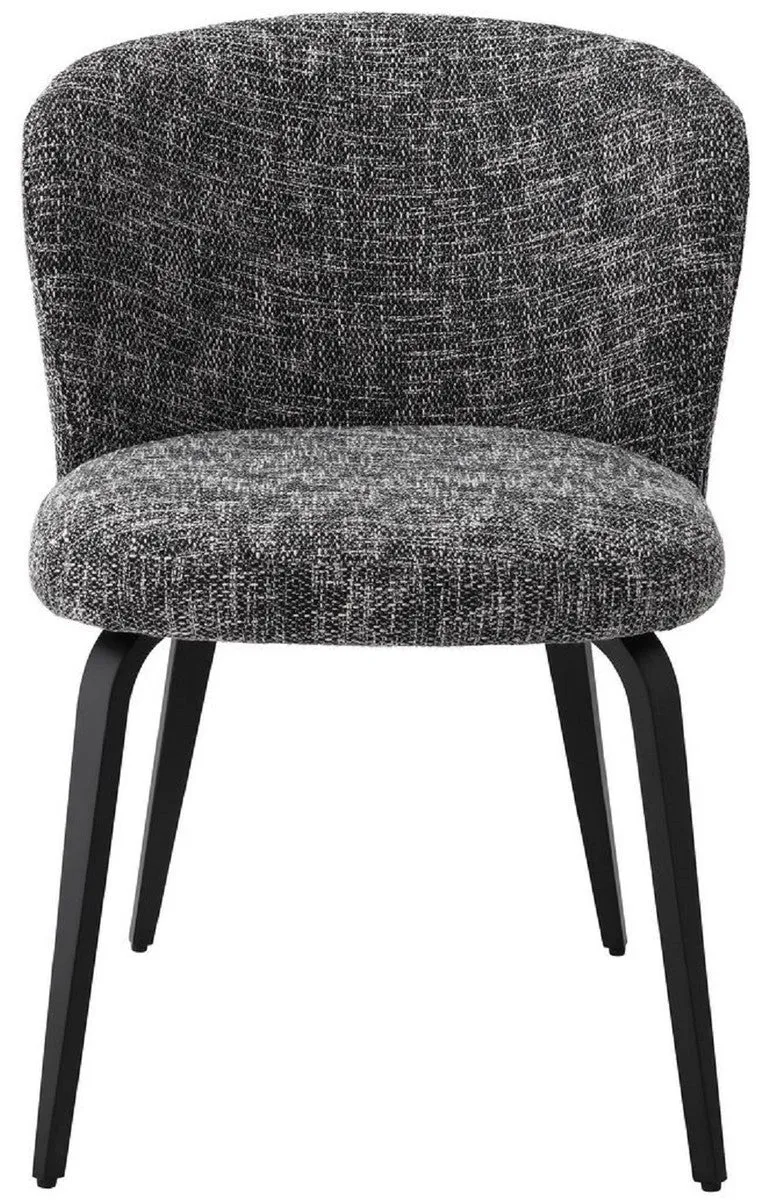Casa Padrino Luxus Esszimmerstuhl Schwarz / Schwarz 57 x 69 x H. 81 cm - Gepolsterter Küchenstuhl im Retro Design - Luxus Retro Esszimmer Möbel