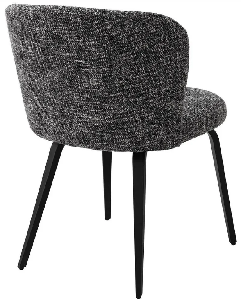 Casa Padrino Luxus Esszimmerstuhl Schwarz / Schwarz 57 x 69 x H. 81 cm - Gepolsterter Küchenstuhl im Retro Design - Luxus Retro Esszimmer Möbel