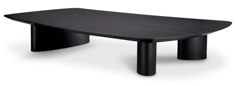 Casa Padrino Luxus Couchtisch Schwarzgrau 185 x 120 x H. 30 cm - Massivholz Wohnzimmertisch mit leicht gebogener Tischplatte - Wohnzimmer Möbel - Hotel Möbel - Luxus Möbel - Luxus Einrichtung