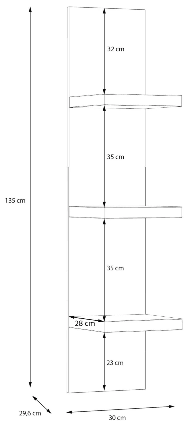 Wandboard LEWISVILLE B03 mit Ablagen Optik: Valencia Oak