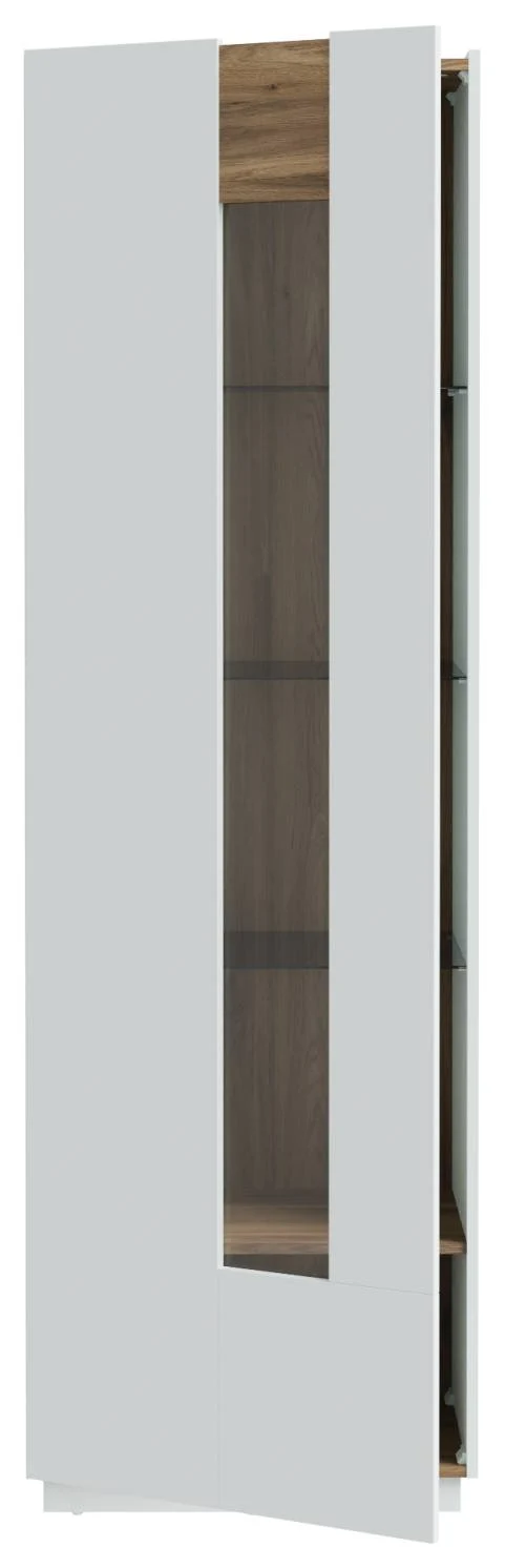 Vitrine LEWISVILLE Schrank 1 Tür Optik: Secret Grey / Valencia Oak
