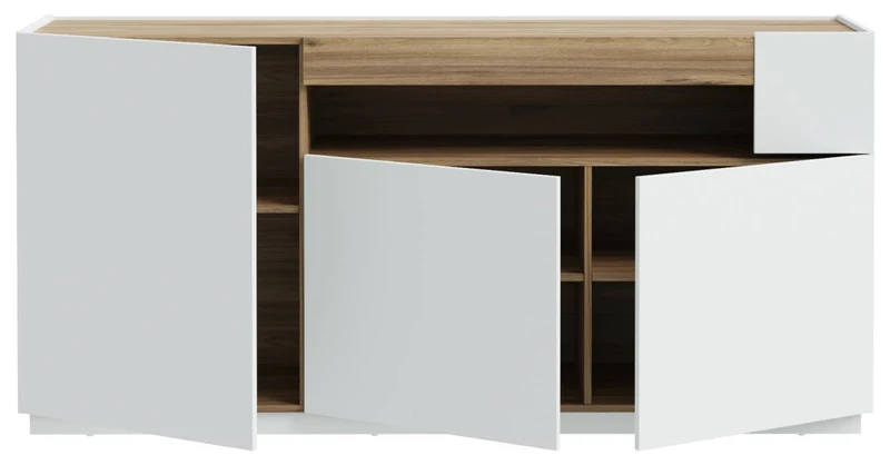 Sideboard LEWISVILLE Kommode mit 3 Türen Dekor Hellgrau / Valencia Oak
