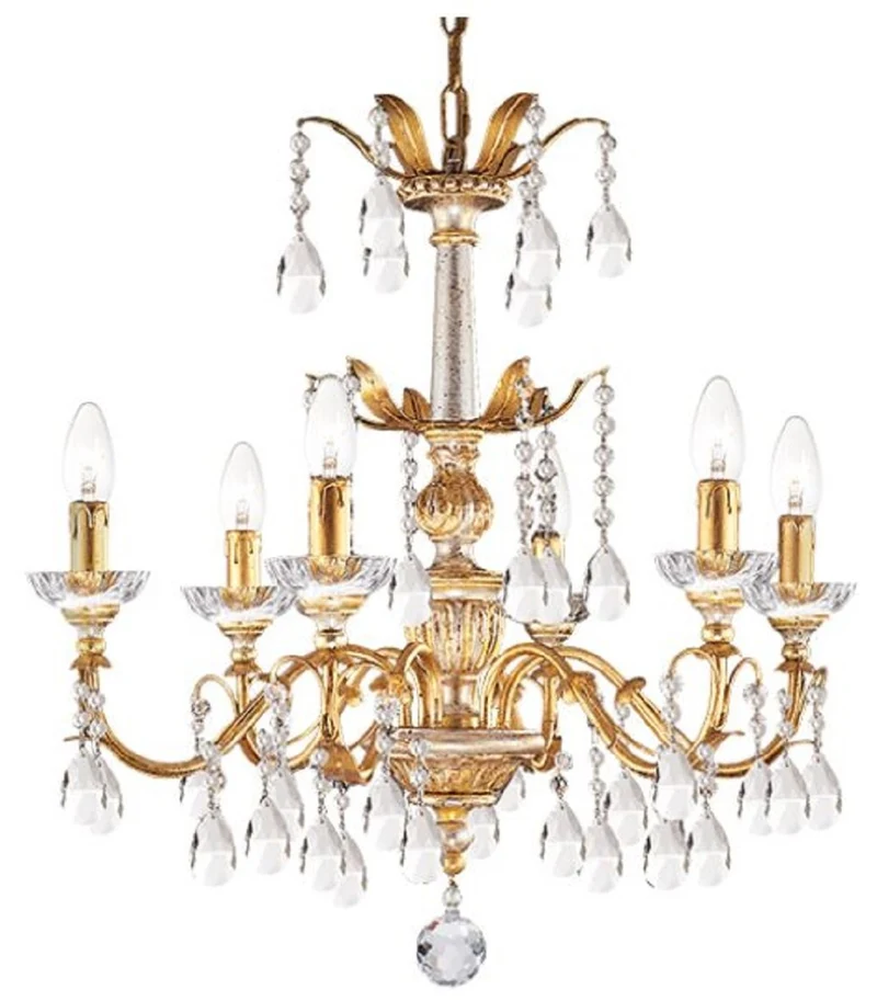 Casa Padrino Luxus Barock Kristall Kronleuchter Gold mit Patina Ø 62 x H. 62 cm - Prunkvoller Kronleuchter mit Böhmischem Kristallglas - Luxus Qualität
