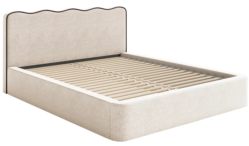 Gepolstertes Bett 200x200 cm Duney hellbeige Geflecht