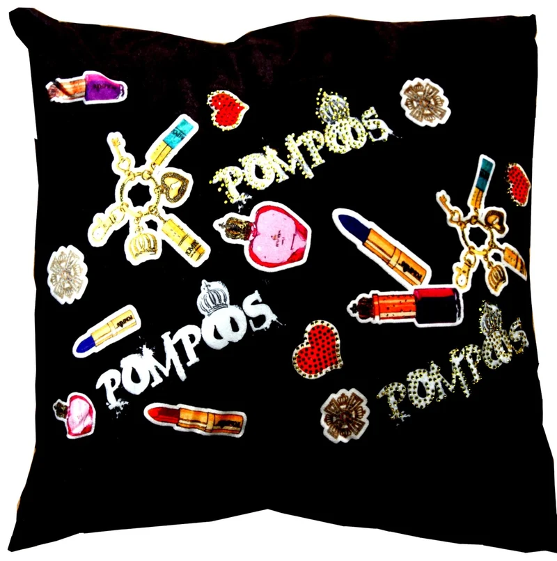 Harald Glööckler Designer Deko Kissen Pompöös by Casa Padrino Lipstick mit Glitzersteinen - Art Collection -