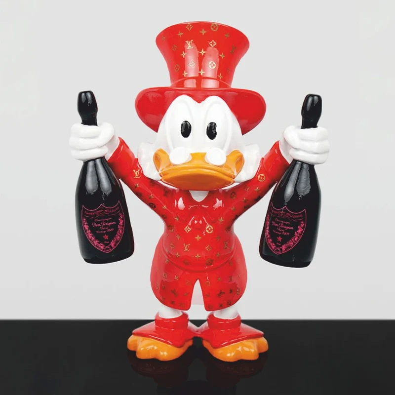 Casa Padrino XXL Deko Skulptur Ente Rot / Weiß / Schwarz H. 170 cm - Große Deko Figur