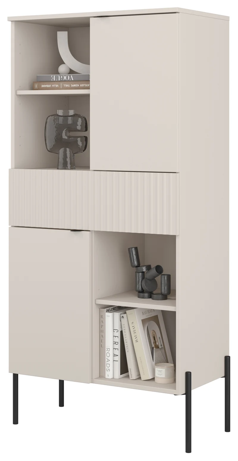 Zweituriges Regal Ore mit 70 cm Kaschmir-Schublade und geriffelter Front