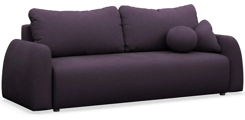 Dreisitziges ausklappbares Sofa Nubelle in violettem, wasserabweisendem Chenillestoff