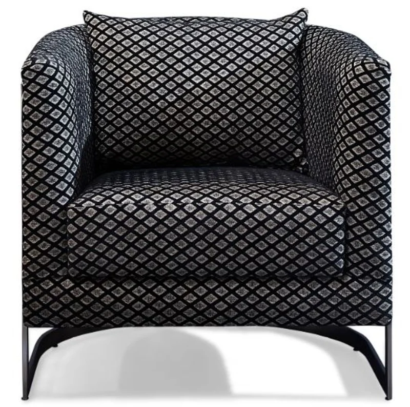 Casa Padrino Luxus Sessel Silber / Schwarz 73 x 64 x H. 77 cm - Wohnzimmer Sessel mit dekorativem Kissen - Luxus Wohnzimmer Möbel