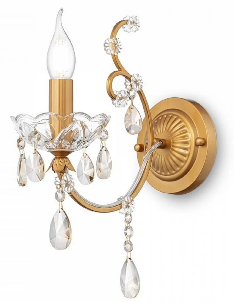 Casa Padrino Barock Kristall Wandleuchte Gold 12 x 27 x H. 36 cm - Prunkvolle Wandlampe im Barockstil - Barock Möbel