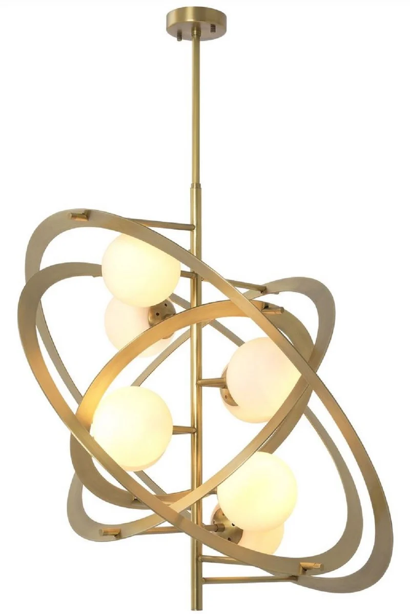 Casa Padrino Designer Kronleuchter Antik Messing / Weiß 92 x 80 x H. 80 cm - Luxus Qualität