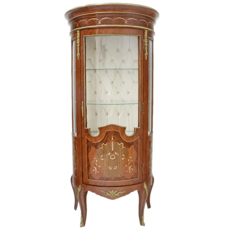 Casa Padrino Barock Vitrinenschrank aus Mahagoni Holz in Braun - 80 x 45 x H 175 cm - Luxus Vitrine im Barockstil